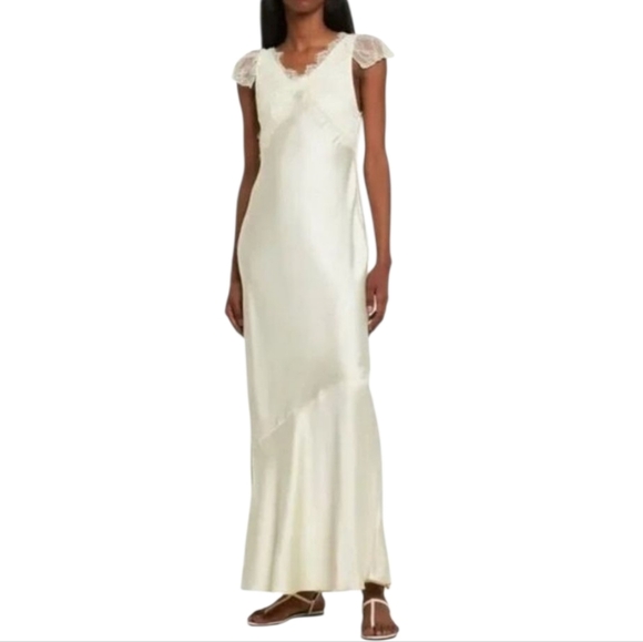 WeWoreWhat Lace Up Silky Charmeuse Midi Slip Dress NWT Size 00 - Picture 1 of 14